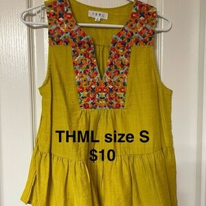 THML Women's Mustard Top with Multicolor Embroidery